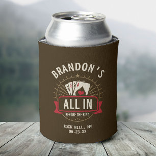 Rustic Brown Poker Bachelor Party Guest Favor Can Cooler