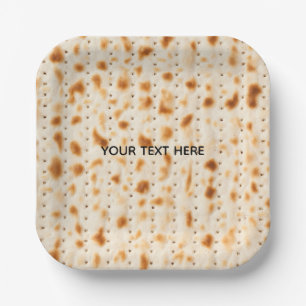 Rustic Brown Realistic Matzah Texture Graphic Paper Plate