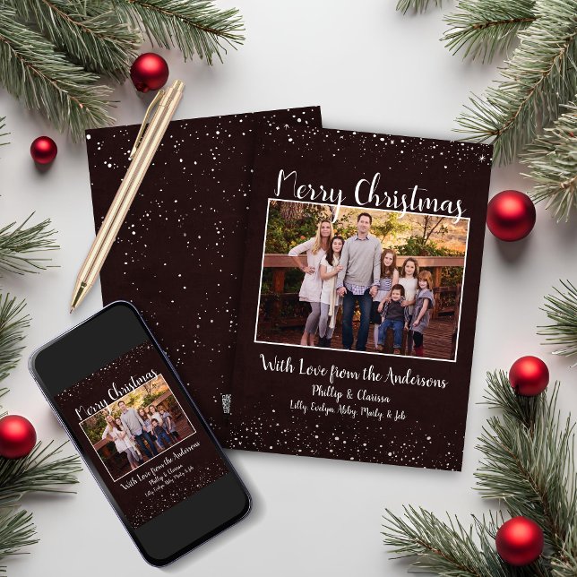 Rustic Brown Snowy Christmas Card (Rustic Brown Snowy Christmas Card)