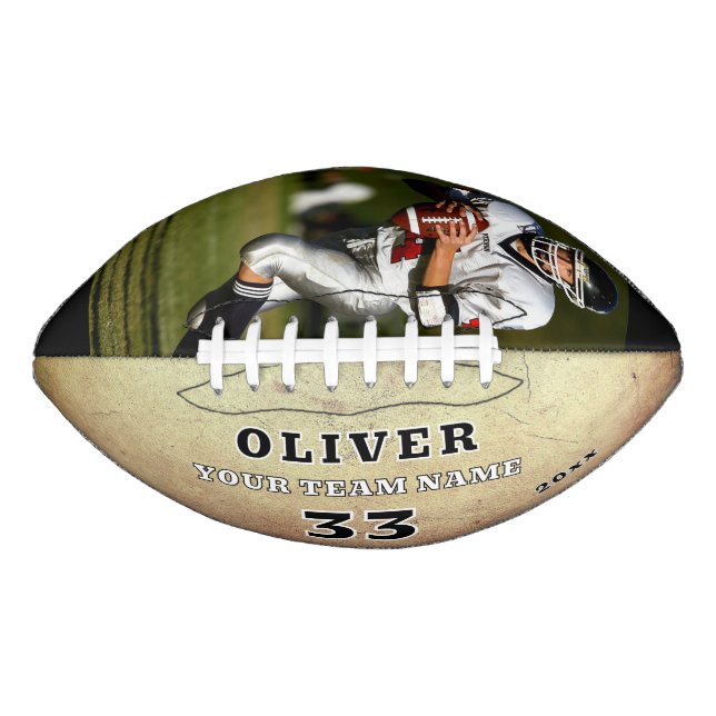 Rustic Brown Team Player Number Photo Football (Front)