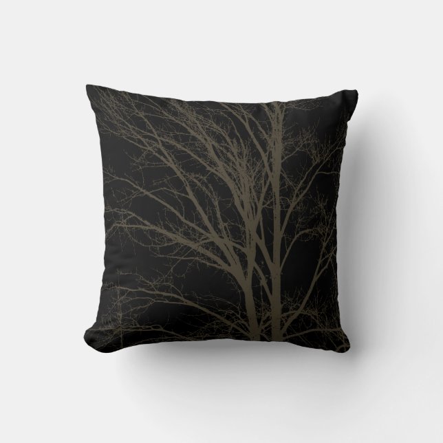 Rustic Brown Tree Branches Throw Pillow (Front)