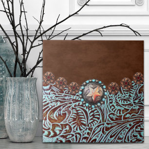 Rustic Brown Turquoise Cowboy Western Country Tile