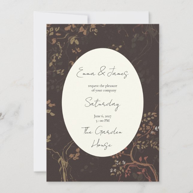 Rustic brown vines floral invitation (Front)