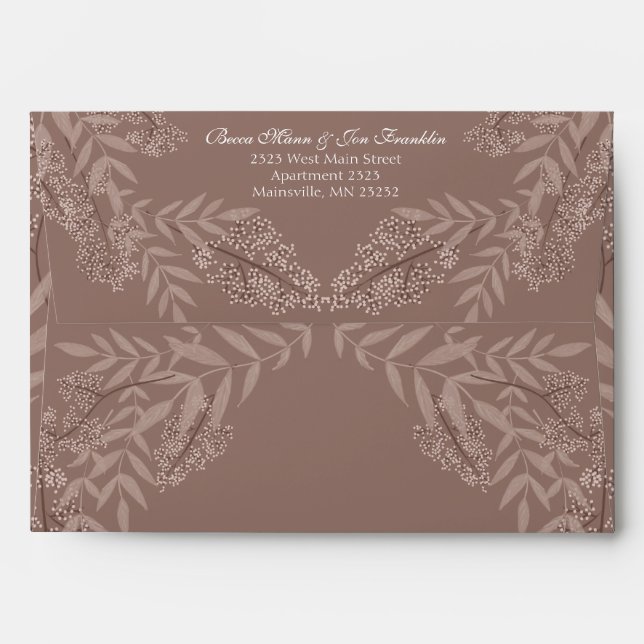 Rustic Brown Wedding Vintage Botanical Envelope (Back (Top Flap))