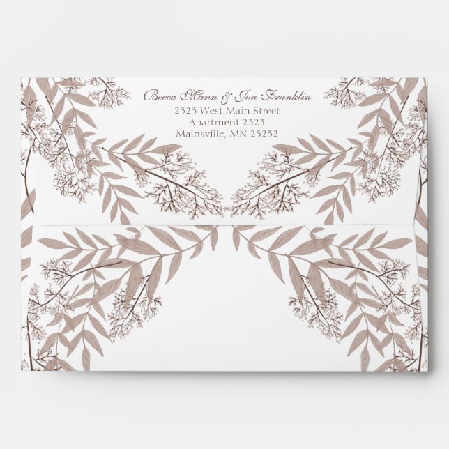Rustic Brown Wedding Vintage Botanical Envelope (Back (Top Flap))