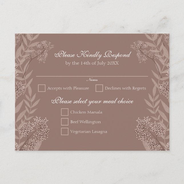 Rustic Brown Wedding Vintage Botanical Holiday Postcard (Front)