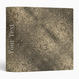 Rustic brown western country leather pattern binder