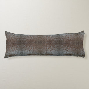 Rustic brown western country leather pattern body pillow