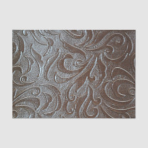 Rustic brown western country leather pattern tissue paper