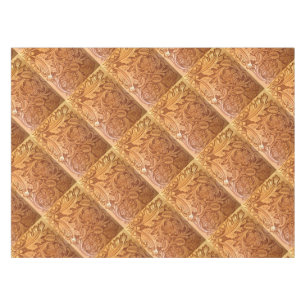 Rustic brown western country tooled leather tablecloth