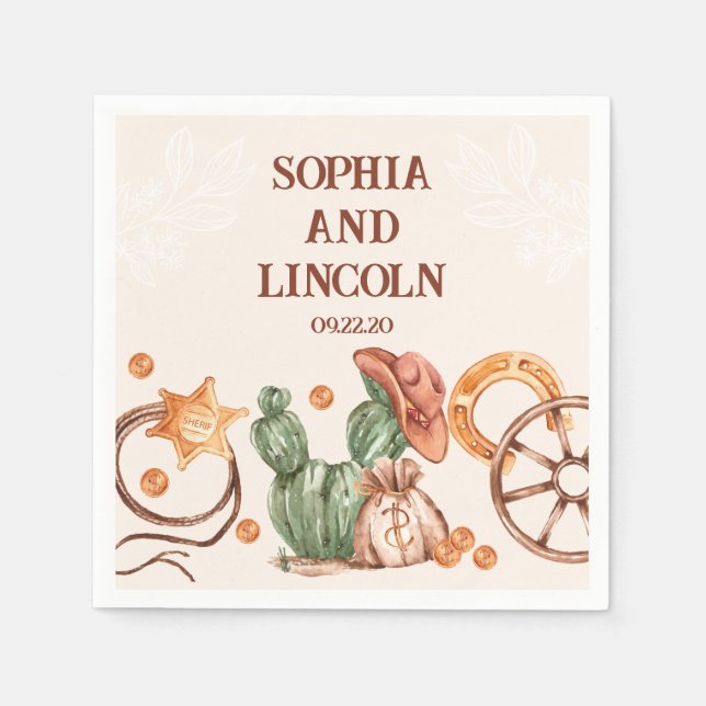 Rustic brown Western Wedding Napkin (Front)