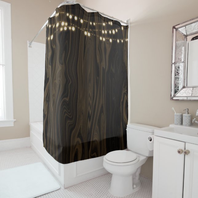 Rustic Brown Whimsical Wood String Lights (In Situ)