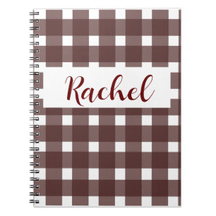 Rustic Brown White Gingham Notebook