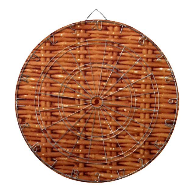 Rustic Brown Wicker Picnic Basket Country Style Dartboard (Front)
