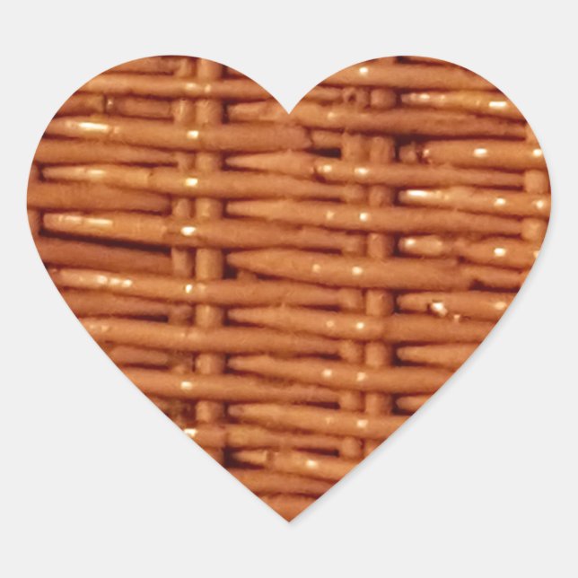 Rustic Brown Wicker Picnic Basket Country Style Heart Sticker (Front)