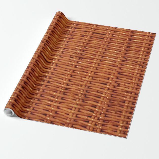 Rustic Brown Wicker Picnic Basket Country Style Wrapping Paper (Unrolled)