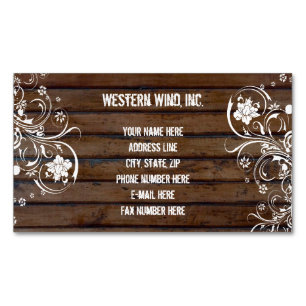 Rustic Brown Wood and Lace Country Vintage Magnetic Business Card
