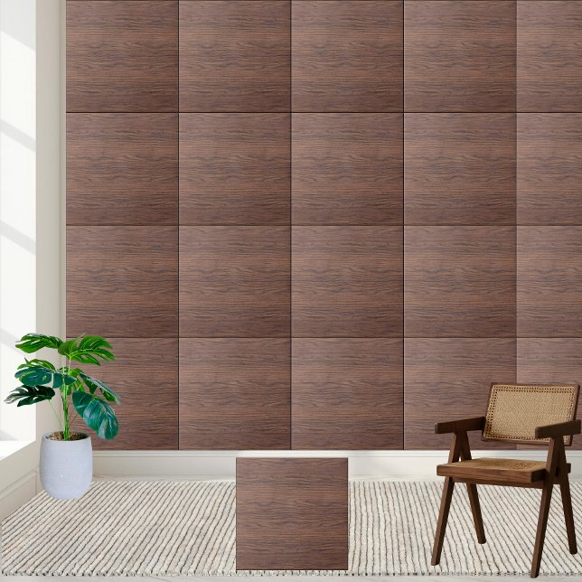Rustic Brown Wood Grain -  Realistic Wooden Tile (Rustic Brown Wood Grain - Realistic Wooden Ceramic Tile)