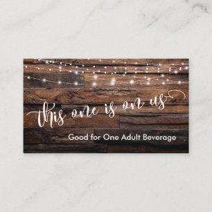 Rustic Brown Wood & Lights Drink Ticket Enclosures Enclosure Card