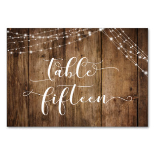Rustic Brown Wood & Lights Table Fifteen Card