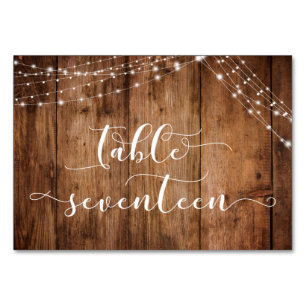 Rustic Brown Wood & Lights Table Seventeen Card