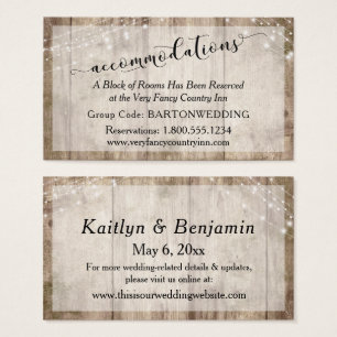 Rustic Brown Wood & Lights Wedding Accommodations