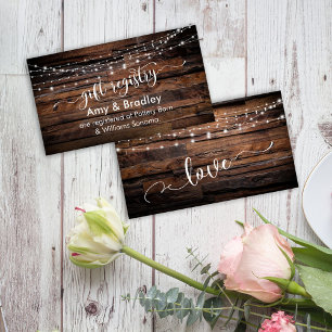 Rustic Brown Wood & Lights, Wedding Gift Registry Enclosure Card