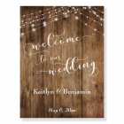 Rustic Brown Wood & Lights Wedding Welcome