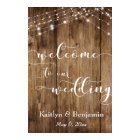 Rustic Brown Wood & Lights Wedding Welcome Sign