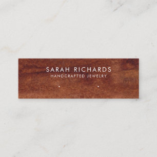 Rustic Brown Wood Print Jewellery Earring Display Mini Business Card