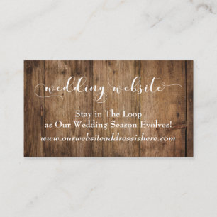 Rustic Brown Wood, Script Wedding Website Details Enclosure Card