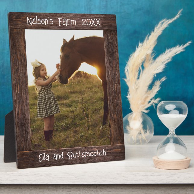 Rustic Brown Wood Text Editable Faux Photo Frame (Side)