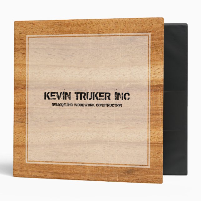 Rustic Brown Wood Texture White Frame Binder (Front/Inside)