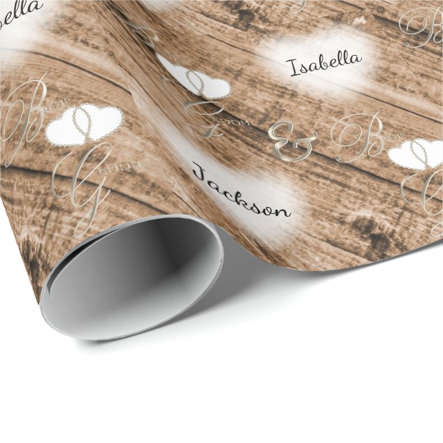 Rustic Brown Wood Wedding Designs Wrapping Paper (Roll Corner)