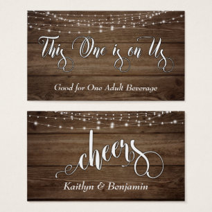 Rustic Brown Wood & White Lights, Drink Tickets