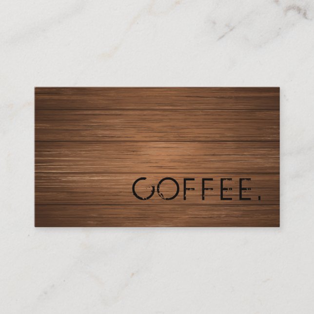 Rustic Brown Wooden Loyalty Coffee Business Card (Front)