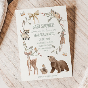 Rustic Brown Woodland Baby Shower Invitation