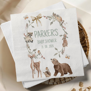 Rustic Brown Woodland Baby Shower Paper Napkin