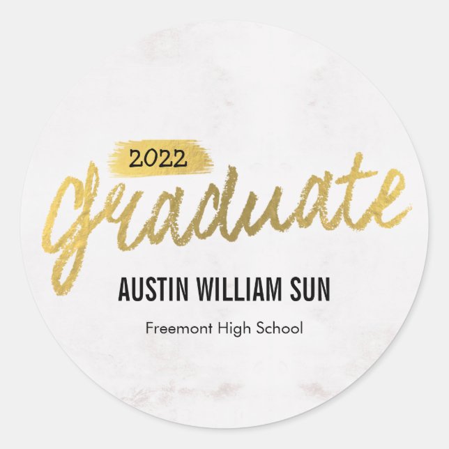 Rustic Brush Graduation Sticker or Envelope Seal (Front)