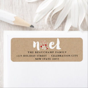 Rustic Brushed Noel Kraft Christmas Address Labels