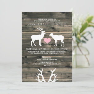 Rustic Buck and Doe Engagement Party Invitation