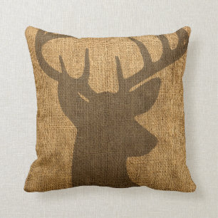 Rustic Buck Silhouette Throw Pillow