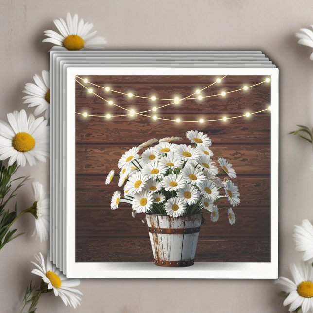 Rustic Bucket Daisy in Bloom Baby Shower Napkin (Creator Uploaded)