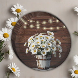 Rustic Bucket Daisy in Bloom Baby Shower Paper Plate