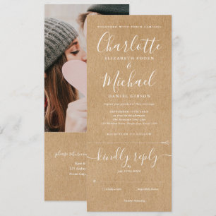 Rustic Budget Script All In One Photo Wedding  Invitation