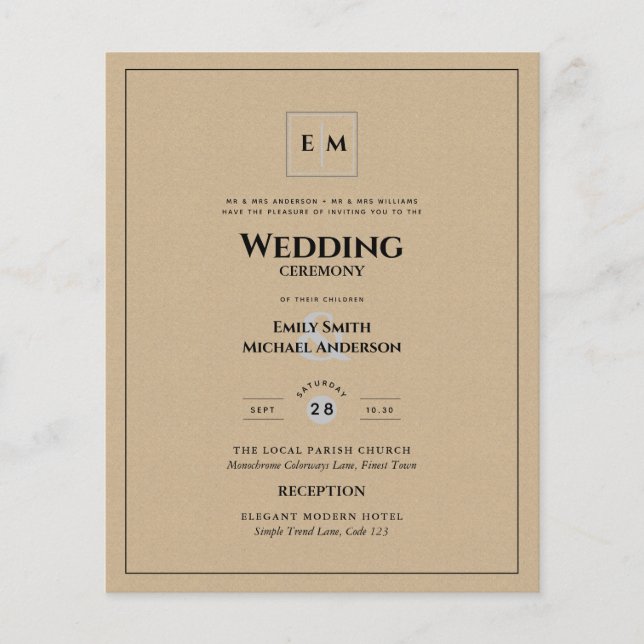 Rustic Budget Vintage Wedding Flyer (Front)