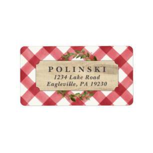 Rustic Buffalo Check Holiday Return Address Labels