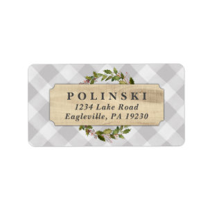 Rustic Buffalo Check Holiday Return Address Labels