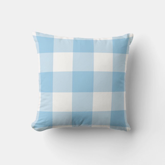 Rustic Buffalo Check Pattern Blue Throw Pillow (Front)
