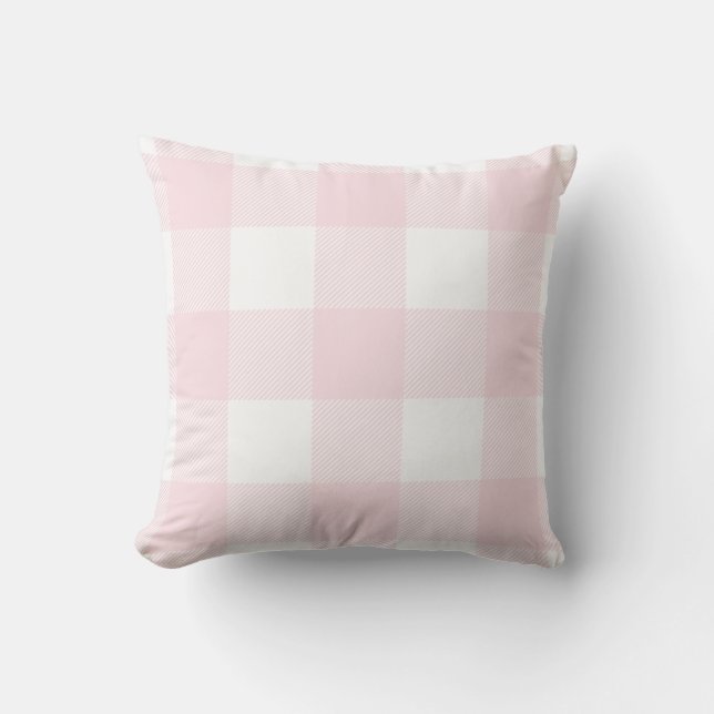 Rustic Buffalo Check Pattern Blush Pink Throw Pillow (Front)